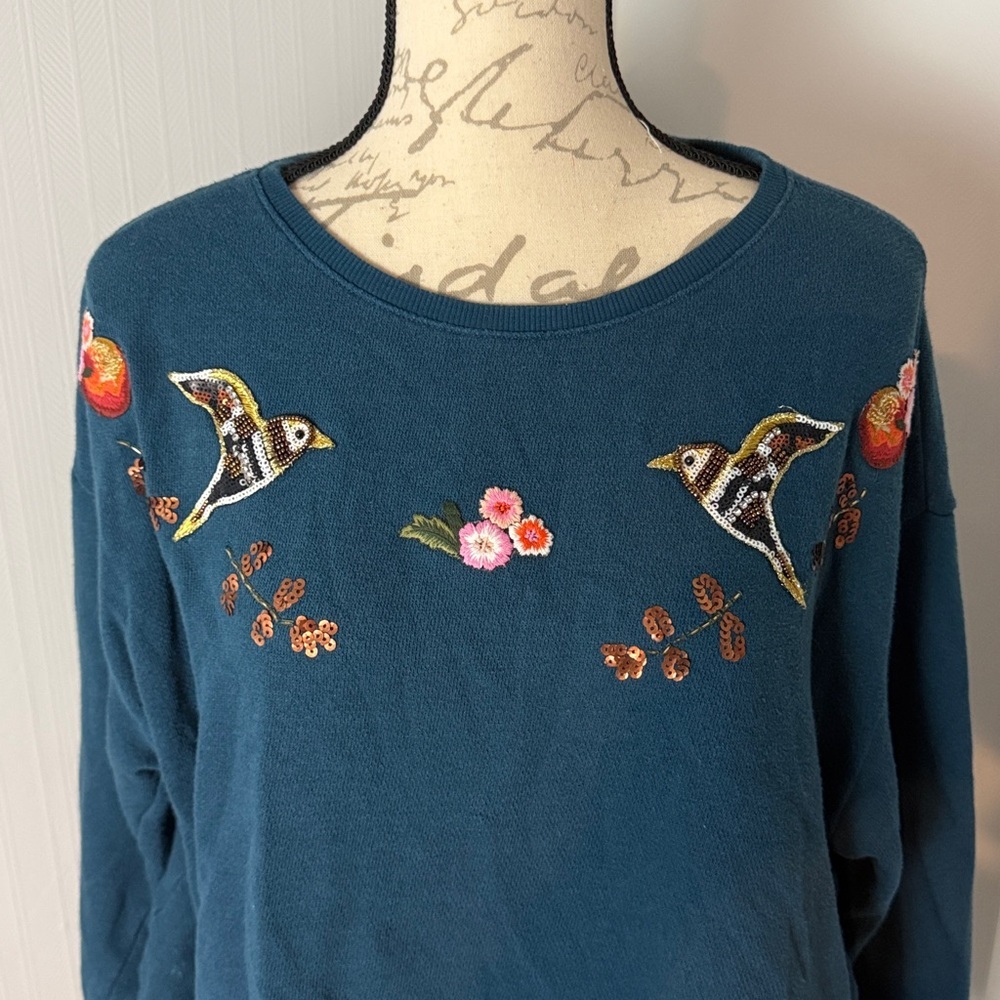 Disney by Lauren Conrad Snow White collection bird embroidered in teal XL - Picture 3 of 6